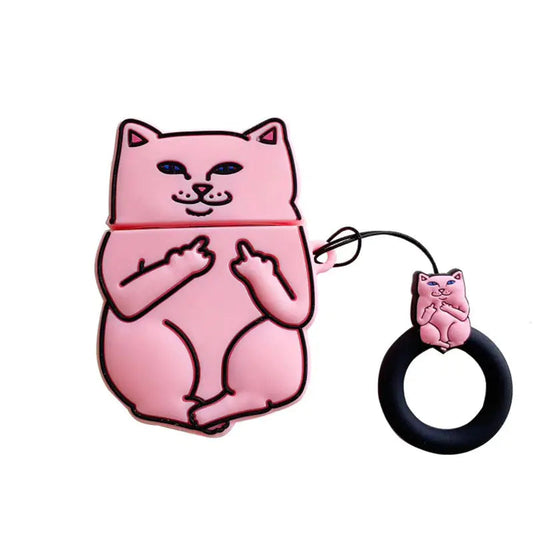 Funny Cat Middle Finger Case for Apple AirPods Zendrop