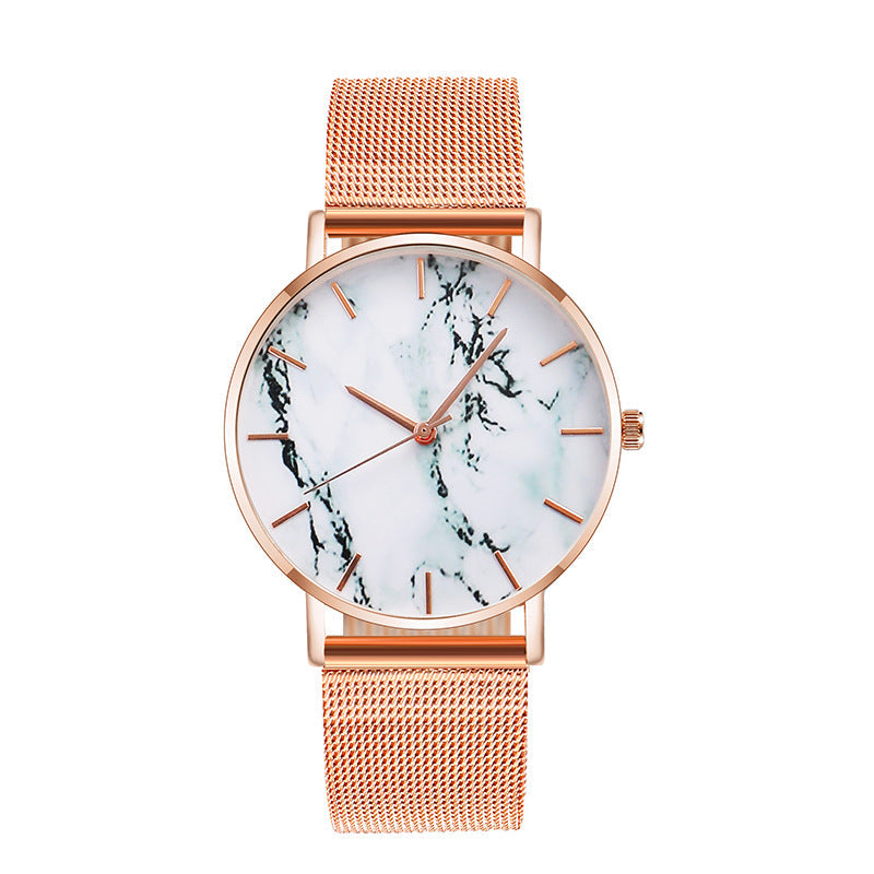 Luxury Rose Gold Mesh Band Marble Women's Wrist Watch Zendrop