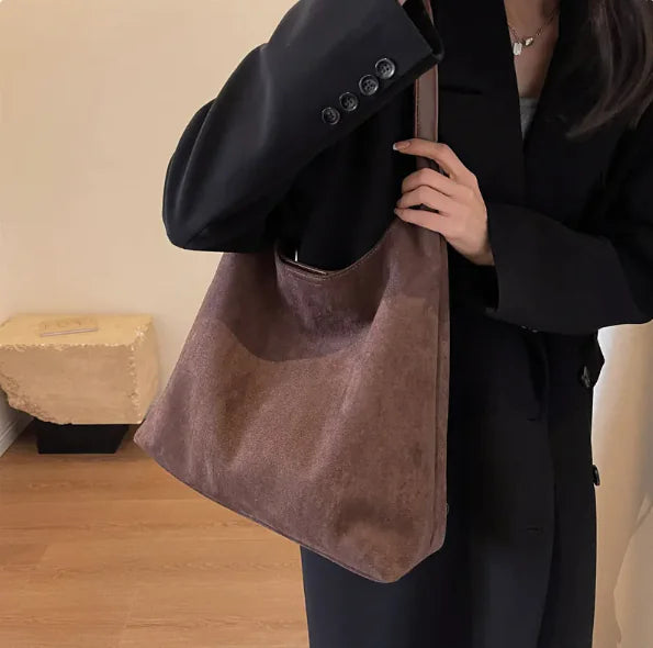 Vintage Charm Suede Oversized Shoulder Bag Heart Bound Gifts
