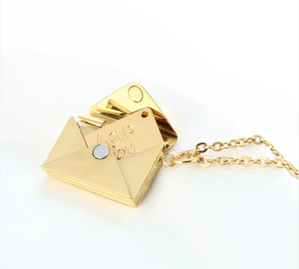 Hidden Message Heart Envelope Pendant Necklace Zendrop