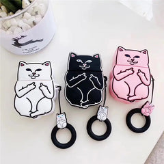 Funny Cat Middle Finger Case for Apple AirPods