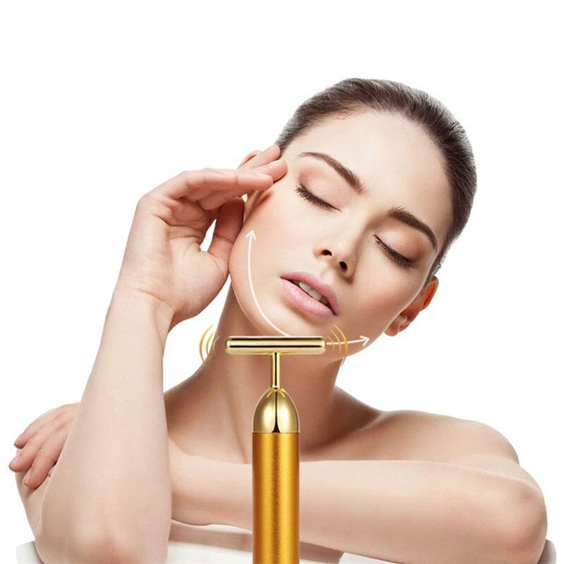 Energy 24K Gold T Beauty Bar Facial Roller Massager Zendrop