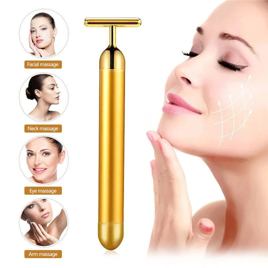 Energy 24K Gold T Beauty Bar Facial Roller Massager Zendrop