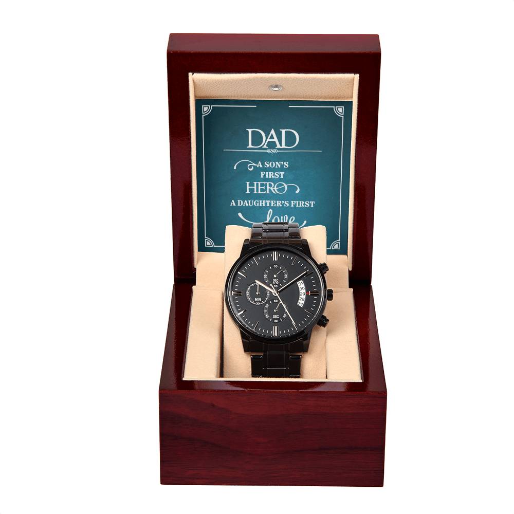 A Son's First Hero - Black Chronograph Watch ShineOn Fulfillment