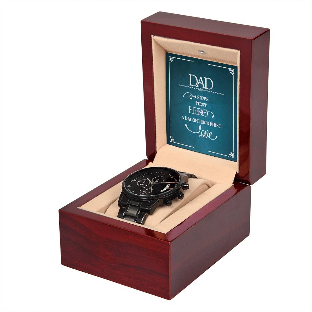 A Son's First Hero - Black Chronograph Watch ShineOn Fulfillment