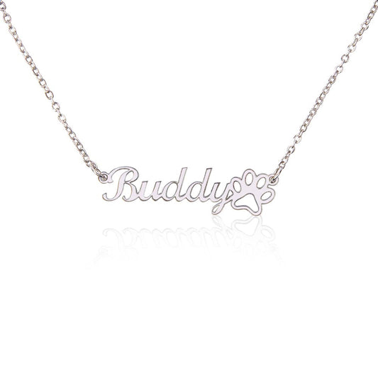 Classic Paw Print Name Necklace ShineOn Fulfillment