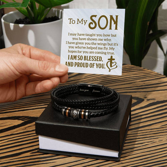 To My Son - Mens Leather Bracelet ShineOn Fulfillment