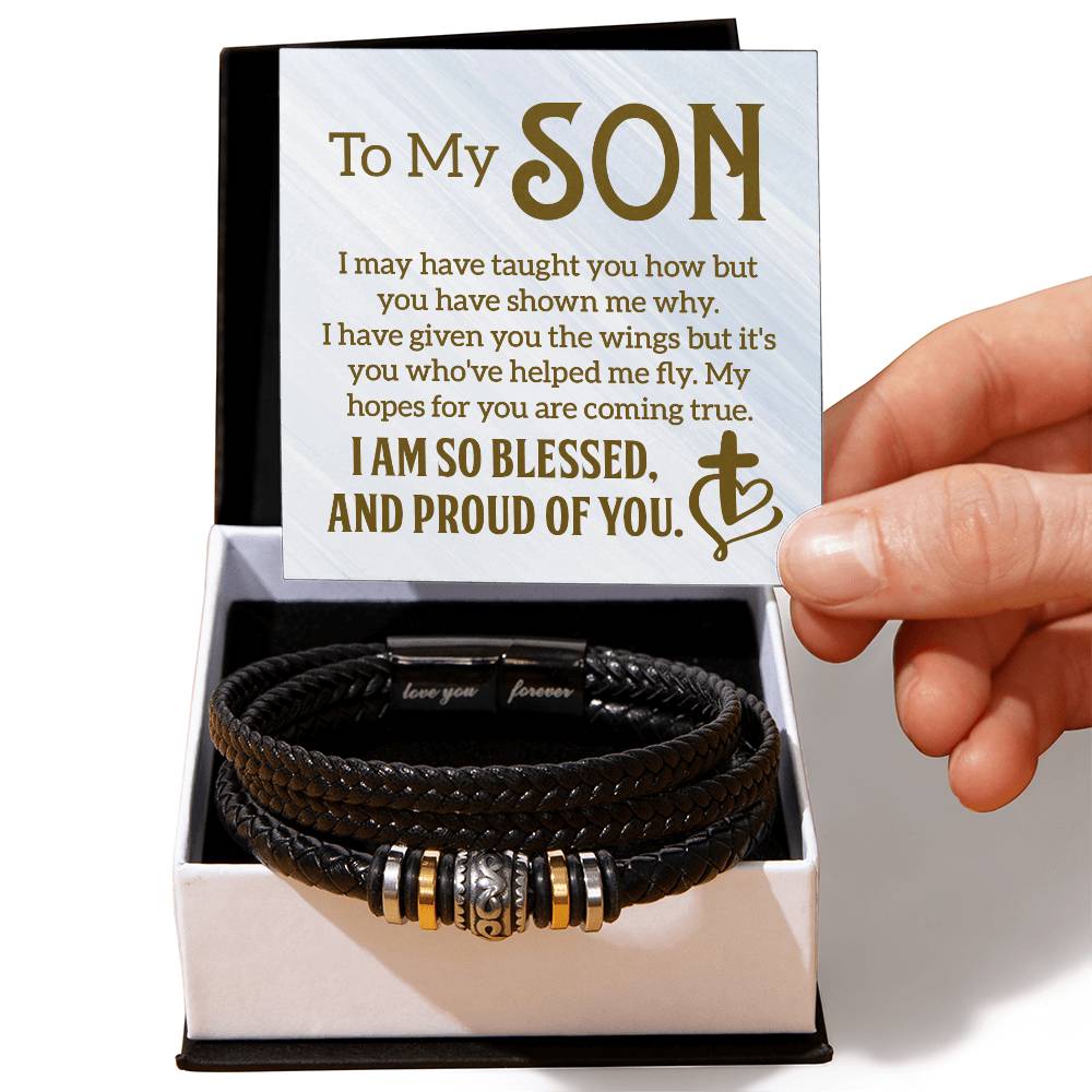 To My Son - Mens Leather Bracelet ShineOn Fulfillment