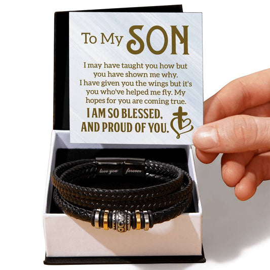 To My Son - Mens Leather Bracelet ShineOn Fulfillment