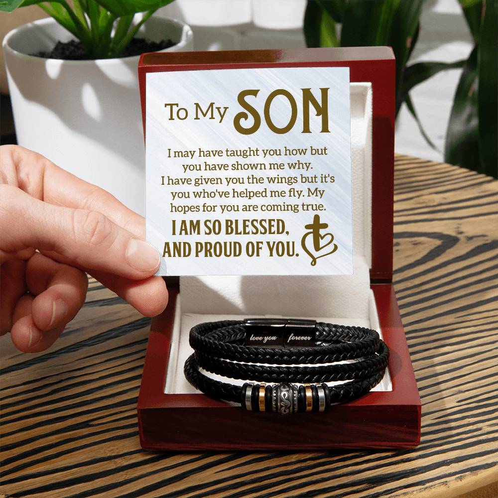 To My Son - Mens Leather Bracelet ShineOn Fulfillment