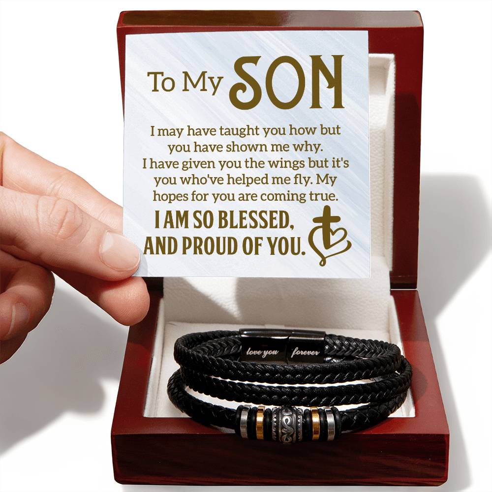 To My Son - Mens Leather Bracelet ShineOn Fulfillment