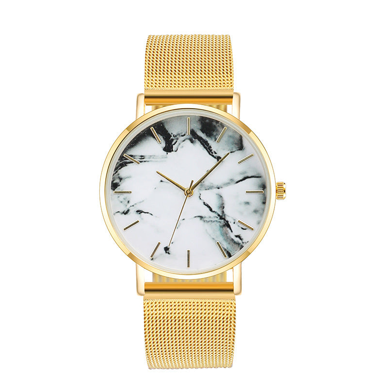 Luxury Rose Gold Mesh Band Marble Women's Wrist Watch Zendrop