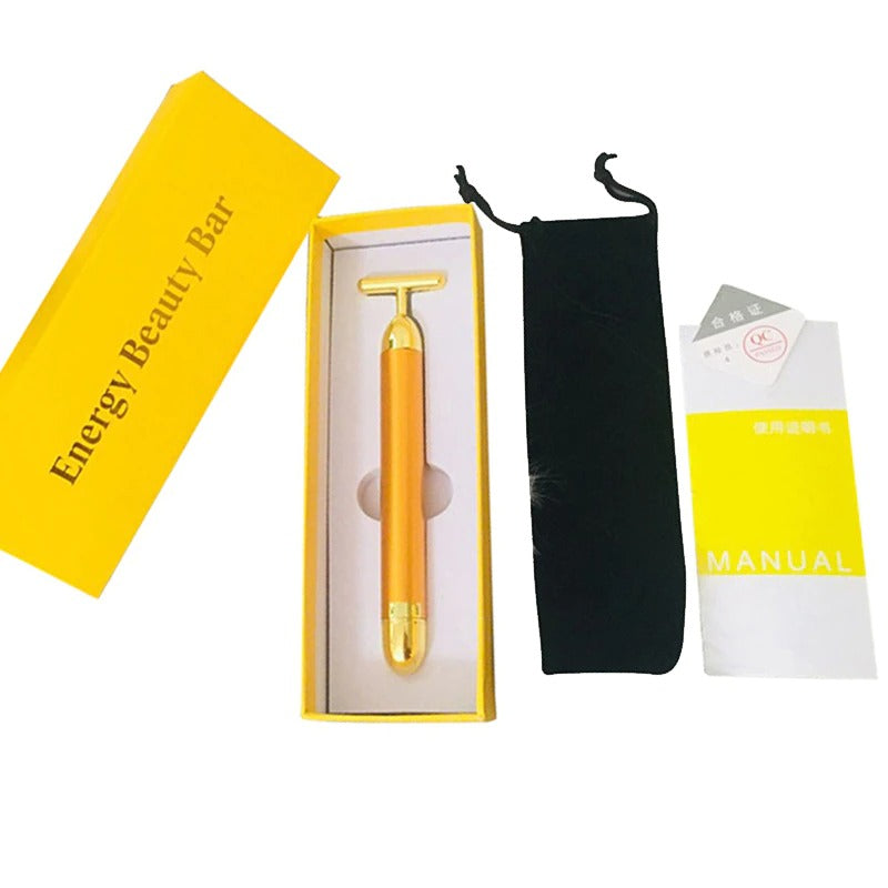 Energy 24K Gold T Beauty Bar Facial Roller Massager Zendrop