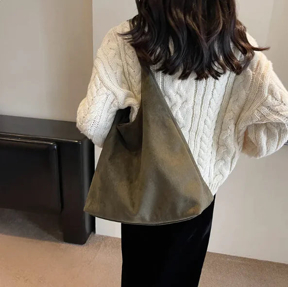 Vintage Charm Suede Oversized Shoulder Bag Heart Bound Gifts