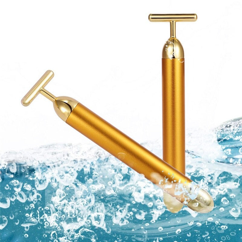 Energy 24K Gold T Beauty Bar Facial Roller Massager Zendrop