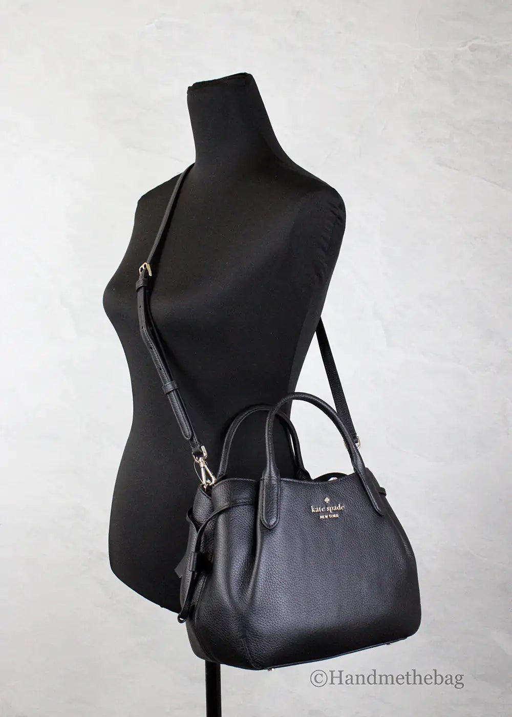 Kate Spade Dumpling Small Black Leather Satchel Crossbody Bag Heart Bound Gifts